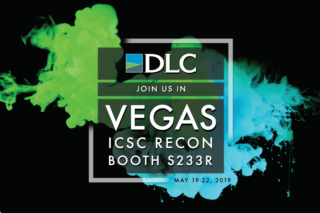 DLC "Join us in Vegas ICSC RECON Booth S233R" with a blue and green backsplash