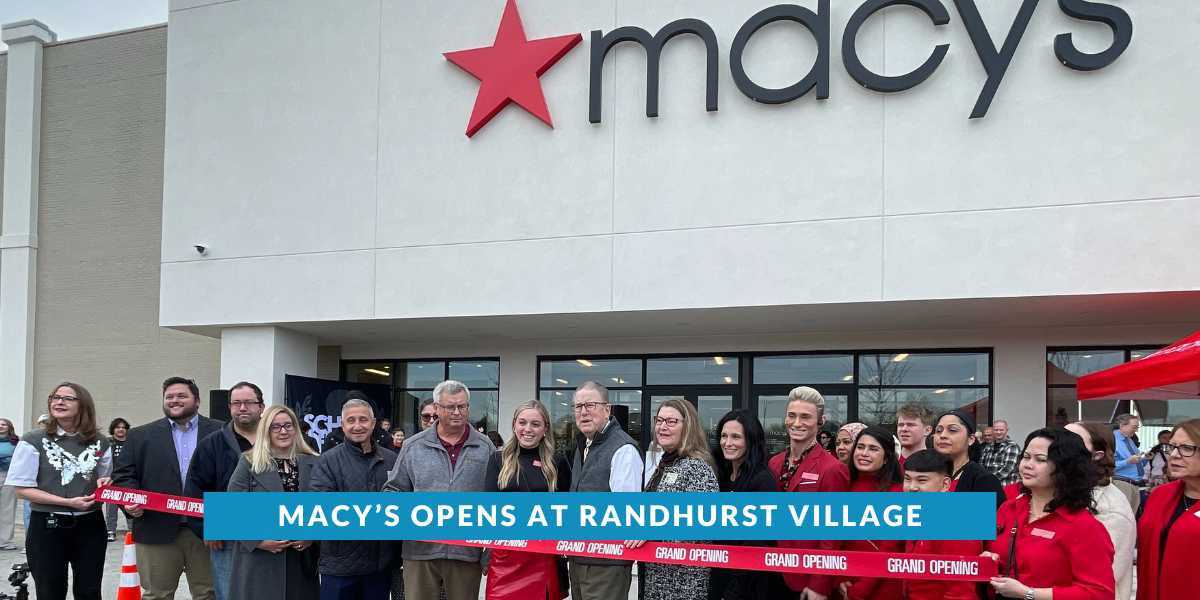 Group shot of ribbon cutting at Randhurst Village Macy's Grand Opening